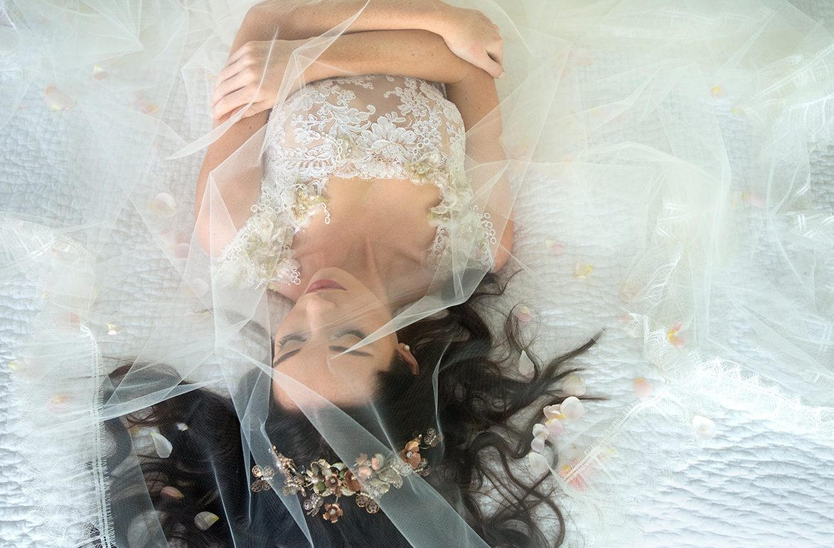 Erica Elizabeth Designs Wedding Accessories Pearl dot bridal veil.