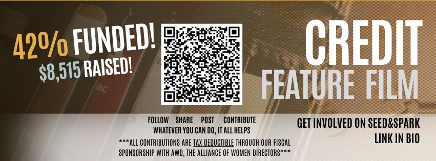 Text about funding, a QR code, and information on credit feature film and sponsorship details.