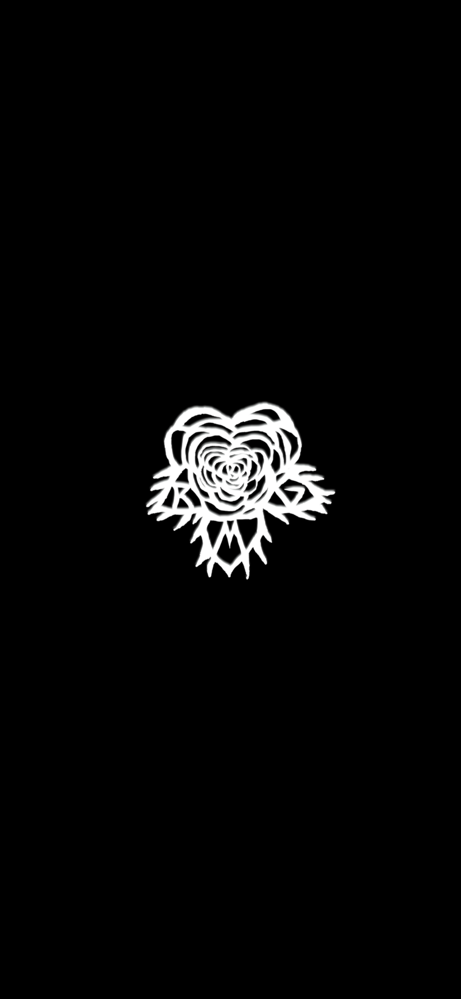 Black background with a white tiger face illustration in the center.