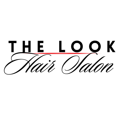 Text logo with bold uppercase letters and cursive script reading 'The Look Hair Salon'.
